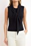 Siyah Fitted/Vücuda Oturan Kolsuz Bağlama Detaylı Crop/Kısa Pamuklu Esnek Örme Bluz TWOSS26BZ00110 - 4