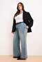 Mavi Paça Kesikli Lastikli Bel %100 Pamuk Non-Stretch Geniş Paça/Wide Leg Jeans TBBSS26CJ00016 - 2
