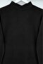 High Collar Long Sleeve Undershirt Blouse - Black - 5