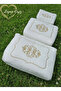 Zeynisshome Dowry Holder Velvet Gold Embroidered 3-Piece Cream Bundle Engagement Bride Groom Storage Cream-3-Piece Set