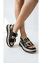 Thick Square Double Gold Buckle Detailed High Heel Ankle Buckle Women's Summer Sandals - 5