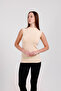 Women's Nude Lycra Zero Sleeve Turtleneck Tank Top - 2