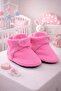 Organic Cotton Lined, Baby First Step Shoes, Non-Slip Sole, Baby Slippers, Pink Booties