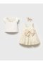 Noynoy Baby Girl 3 Piece Outfit - Lace Collar T-Shirt, Bowknot Gilet Dress & Bandana Set 9-24 Months - 8