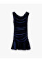 Asymmetrical Neckline Sleeveless Off-The-Shoulder Flounce Velvet Mini Evening Dress - 3