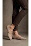 Women's Beige Buckled Suede 1 cm Mary Janes Ballet Flats BYNDSHR04 - 4