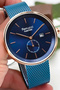 3Atm Water Resistant Men's Wrist Watch, Steel Band & Special Design, Navy Blue Sdfer161