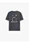 Regular Fit Short Sleeve Crew Neck Cotton Washed Back Printed T-Shirt - 4