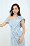 Patterned Sequin Design Long Dress - Baby Blue - 4