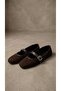 Women's Brown Buckled Suede 1 cm Mary Janes Ballet Flats BYNDSHR04 - 6