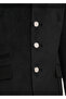 Boy's Black Velvet Metal Button Judge Collar Jacket Black Pants Modern Suit - 3
