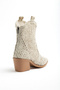 Beige Nude Cream Skin Lace Fabric Western Cowboy Short Summer Boots - 4