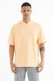 Oversize Men's T-shirt with Melon Hooded Sleeve Label Detail - 88179