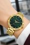 Steel Cord Stone Case Women Wrist Watch Gold Green Sdfer183 - 2