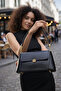 Black Women's Retro Leather Look Shoulder Bag with Front Cover