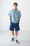Light Blue 100% Cotton Thick Soft Textured Oversize Fit Printed Men's T-Shirt - 88354 - 2
