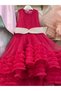 Girl's Tailed Glittery Bow Detailed Puffy Evening Dress - 4