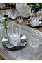 A Set of 18 Pieces Including White Decorative Engraved Glass Cups, Metal Plates, and Glass Mirra Cups. - 5
