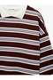 Three-Thread Ribbed Long Sleeve Polo Collar Striped Rugby Sweatshirt - 5