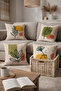 Imaginary Surreal Flowers Patterned Digital Printed Velvet Fabric 4-Piece Throw Pillow Cover (43X43 cm) - 5