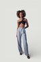 Palazzo Cut High Waist Fabric Palasia Trousers Gray - 6