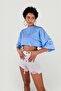 هولي المحاصيل التي شيرت الأزرق - 4