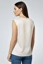 Women Textured Round Neck Sleeveless Top, Cream - 5