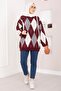 Baklava Pattern Oversized Knitwear Sweater Claret Red - 3