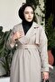 Mobile Belted Trench Coat with Adjustable Sleeves Beige - 2