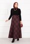 Plaid Pattern Scuba Skirt Burgundy - 3