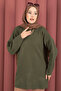 Crew Neck Casual Knitwear Tunic Khaki - 2