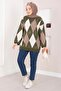 Baklava Pattern Oversized Knitwear Sweater Khaki - 3