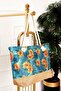 Patterned Straw Detailed Beach Bag -132