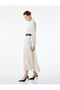 Long Sleeve Belted Buttoned Chiffon Shirt Dress - 2