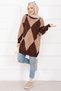 Rhombus Pattern Sweater Coffee - 4