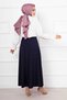 Striped Mevlana Hijab Skirt Navy Blue - 4
