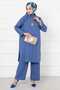 Linen Long Double Hijab Set Indigo - 3