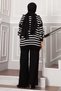 Trucker Collar Zippered Knitwear Set Black - 5
