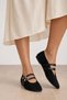 Women's Leather Stylish Ballet Flats Casual Black Suede - 2