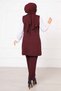 Mendil Collar Long Vest Suit Burgundy - 5