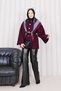 Gold Buttoned Gathered Waist Cashmere Cap Burgundy - 3