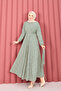 Lace-Textured Detachable Belt Modest Dress Mint - 3