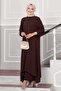 Buttoned Aerobin Hijab Double Set in Brown - 4