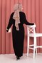 Button Detailed Cape Knitwear Dress Set Black - 6