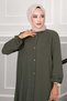 Buttoned Aerobin Hijab Double Set Khaki - 4