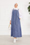 Modest Denim Salopet Dress with Side Pockets Blue - 3