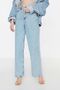 90's Blue Lycra Super High Waist Loose Jean Trousers - 4