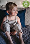Organic Gray Starry Nights Patterned Fleece Baby Boy Salopet with Snap Fasteners at the Bottom