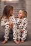 Organic Beige Raccoon Patterned Elastic Waist Long Sleeve Boys Pajama Set - 6