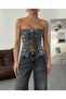Women's 100% Cotton Denim Bustier – Strapless Buttoned Modern Crop Top - 5